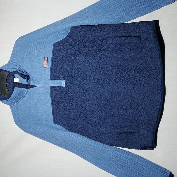 Vineyard Vines mix media sherpa quarter zip women's pullover size large.‎ - Picture 1 of 8